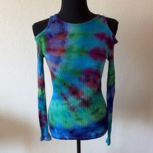 EUC FRAME Tie-Dye Cold Shoulder Women Top SIZE MEDIUM